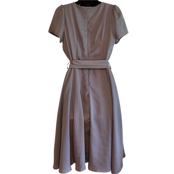 Lindy Bop Bretta tea dress midi blue chiffon size 4 NWT - Picture 3 of 8